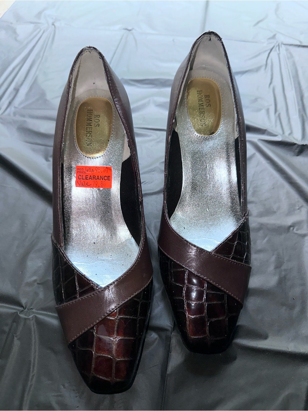 Vintage Ros Hommerson Dark Brown Croc Pump with Leather Strap